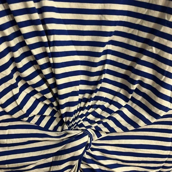 J. Crew Striped Top Blue White Knot Twist in Back Cotton Women Size XL - Picture 4 of 7